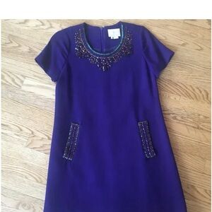 Kate Spade Purple Dress with Beaded Neck and Pockets